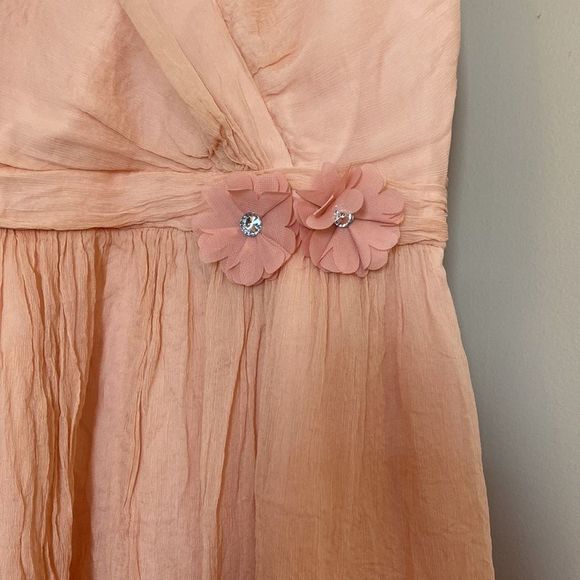 J. Crew Light Pink Misty Rose Mirabelle Crinkled Silk Chiffon Grecian Dress 6 - Picture 8 of 10